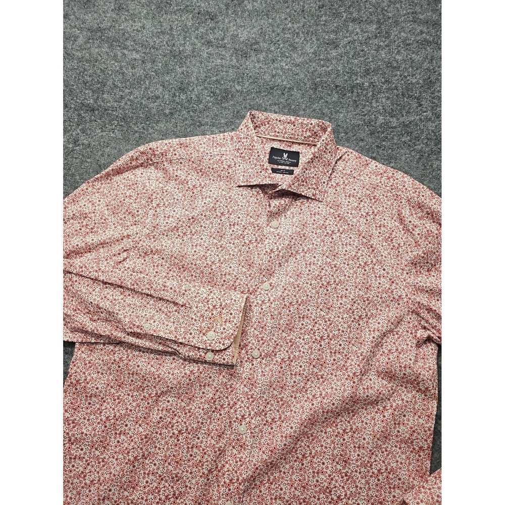 Psycho Bunny Shirt Mens 15 32/33  Floral Slim Fit Stretch Non Iron Button Up